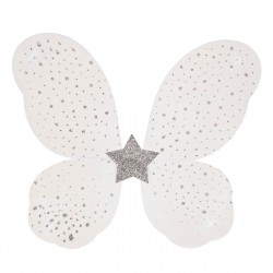 Aripi de Fluture Albe Argintii cu Glitter Stea Pene pentru Deghizare 37x40cm