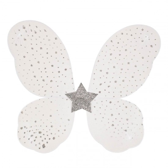 Aripi de Fluture Albe Argintii cu Glitter Stea Pene pentru Deghizare 37x40cm