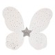 Aripi de Fluture Albe Argintii cu Glitter Stea Pene pentru Deghizare 37x40cm
