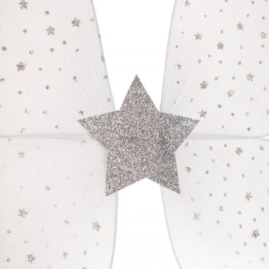 Aripi de Fluture Albe Argintii cu Glitter Stea Pene pentru Deghizare 37x40cm
