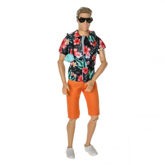 Papusa Manechin Barbat cu Aparat de Fotografiat si Ochelari de Soare 30cm