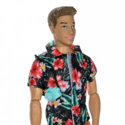 Papusa Manechin Barbat cu Aparat de Fotografiat si Ochelari de Soare 30cm