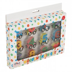 Trenulet din lemn cu Vagoane Numere Magnetice