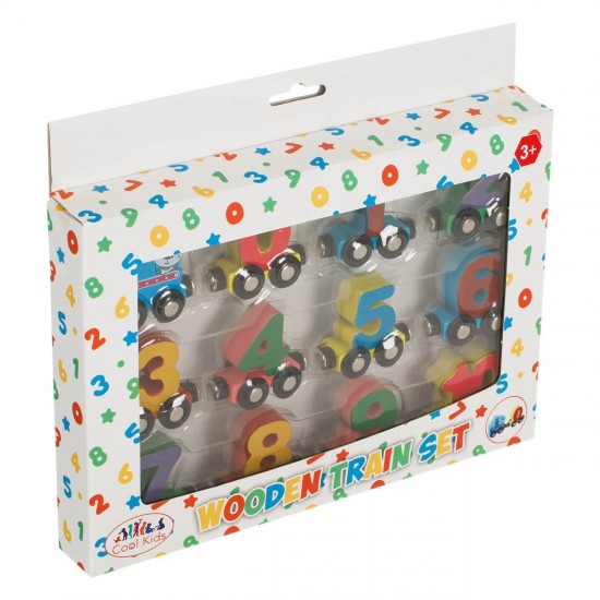 Trenulet din lemn cu Vagoane Numere Magnetice