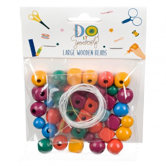 Set Margele din Lemn Colorate pentru Creatii