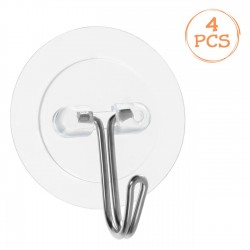 Carlige Autocolante cu Baza Rotunda Transparenta 4x4cm - 4buc