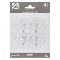 Carlige Autocolante cu Baza Rotunda Transparenta 4x4cm - 4buc