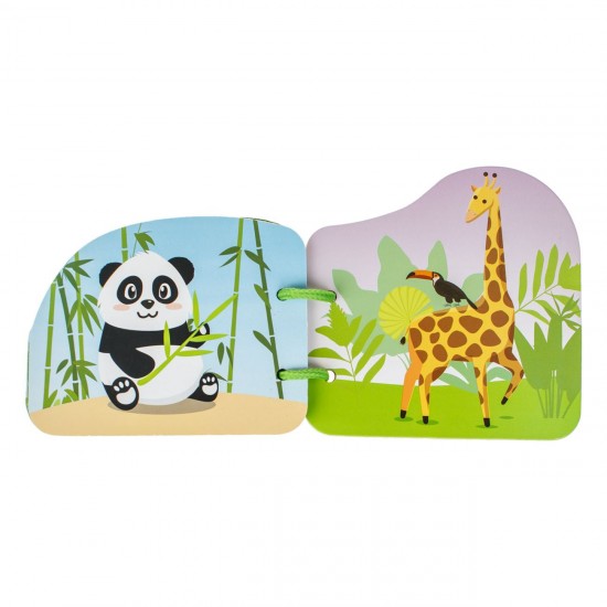 Carte Educativa din Lemn Animale din Jungla 12x12cm - 4F