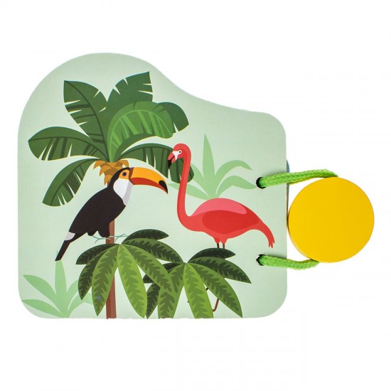 Carte Educativa din Lemn Animale din Jungla 12x12cm - 4F