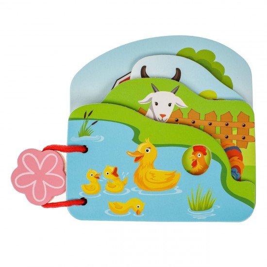 Carte Educativa din Lemn Animale de la Ferma 12x12cm - 4F