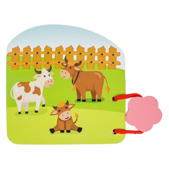 Carte Educativa din Lemn Animale de la Ferma 12x12cm - 4F