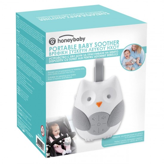 Aparat Generator de Sunete Albe Bufnita Alba Gri pentru Bebelusi 9x6x11cm - Honey Baby