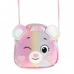 Gentuta Roz Ursulet cu Glitter Holografic pentru Fete 14x4x14cm