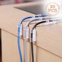 Cleme Autoadezive din Plastic Transparent pentru Organizarea Cablurilor 4x1.5cm - 20buc