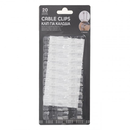 Cleme Autoadezive din Plastic Transparent pentru Organizarea Cablurilor 4x1.5cm - 20buc