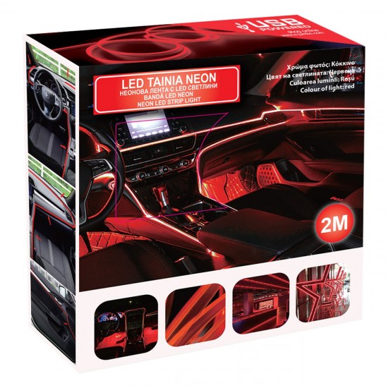 Banda LED cu USB Neon Rosie 2m