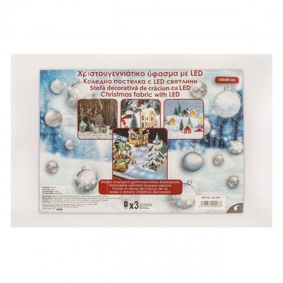 Stofa Decorativa de Craciun Alba cu LED 150x50cm