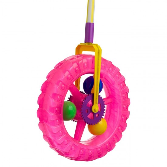 Roata de Impins din Plastic Fucsia cu Maner Ø24x74cm