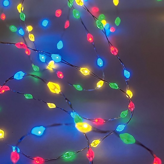 Instalatie de Lumini cu 123 de Becuri Dense LED cu Baterii si Program 2.09m de Interior & Exterior - Multicolore
