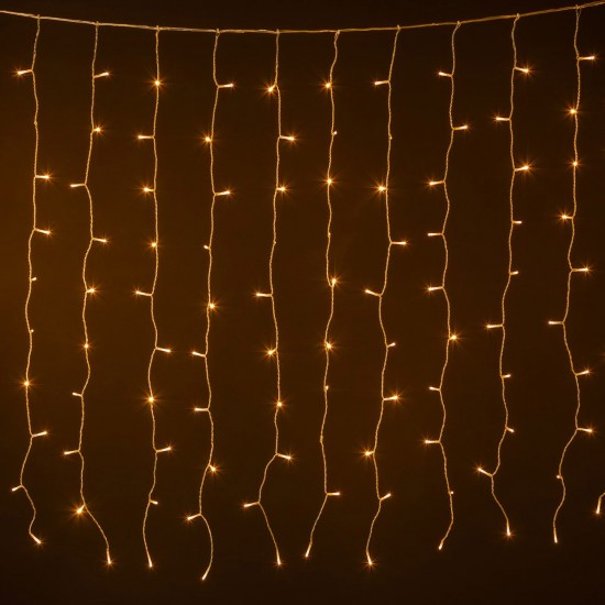 Perdea cu 200 de Becuri LED cu Lumini Ritmice & Telecomanda 2.13x1.89m de Exterior & Interior - Lumina Calda