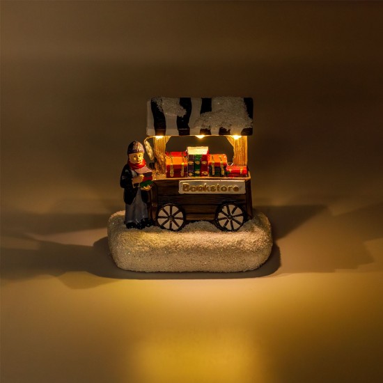 Scena de Craciun Librarie cu Lumina LED 9x5x9.5cm