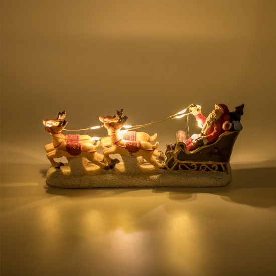 Scena de Craciun Sanie cu Mos Craciun LED 16x4x7cm