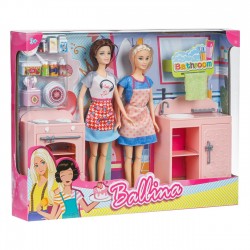 Set de Joaca Baie Bucatarie cu 2 Papusi & Accesorii