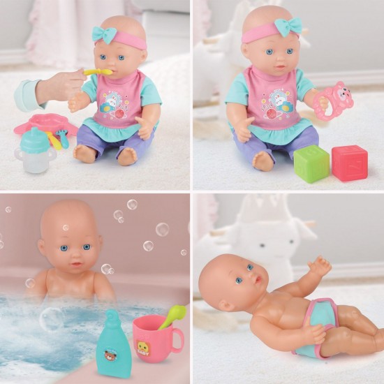 Papusa Bebelus cu Accesorii de Masa & Ingrijire 32cm