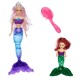 Papusa Manechin Sirena cu Coada ce isi Schimba Culoarea cu Accesorii & Sirena Mica 33cm