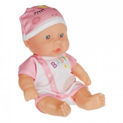 Papusa Bebelus cu Salopeta Roz Alba Unicorn 22cm