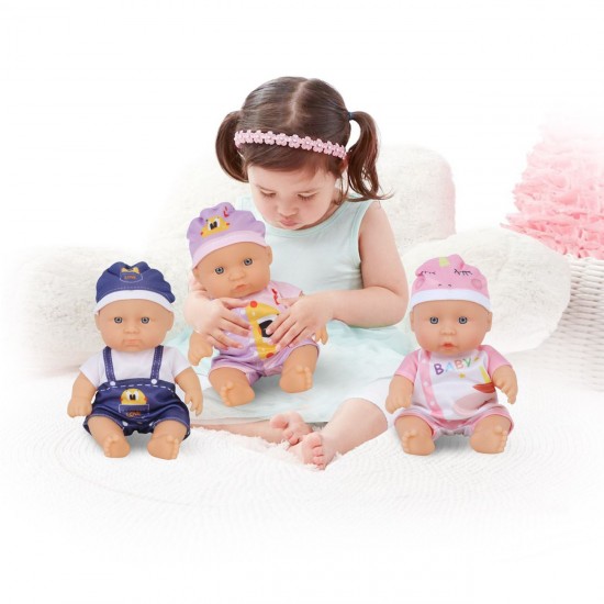 Papusa Bebelus cu Salopeta Roz Alba Unicorn 22cm