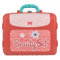 Valiza Cutie Bijuterii Roz Verde cu Oglinda & Accesorii 26x10x20cm - 14 piese