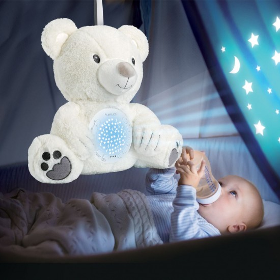 Ursulet Alb cu Proiector Sunet & Lumina