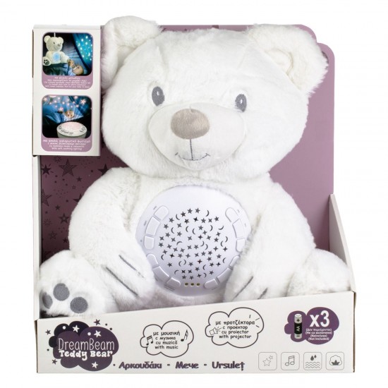 Ursulet Alb cu Proiector Sunet & Lumina