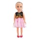 Papusa Fashion Girl cu Rochie Roz Neagra - 45cm