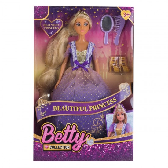 Papusa Printesa cu Rochie Lila si Par Foarte Lung