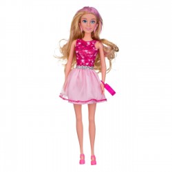 Papusa Manechin cu Rochie Roz Mini & Par Blond