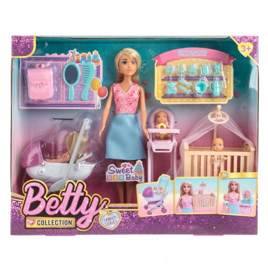 Papusa Mama cu 3 Copii & Multe Accesorii