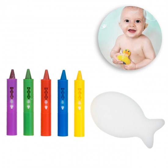 Set Joaca in Cada cu 5 Creioane Colorate & Burete Pestisor - 6buc