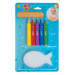 Set Joaca in Cada cu 5 Creioane Colorate & Burete Pestisor - 6buc