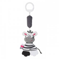 Jucarie pentru Carucior Zebra Alba Neagra cu Sunet 34cm