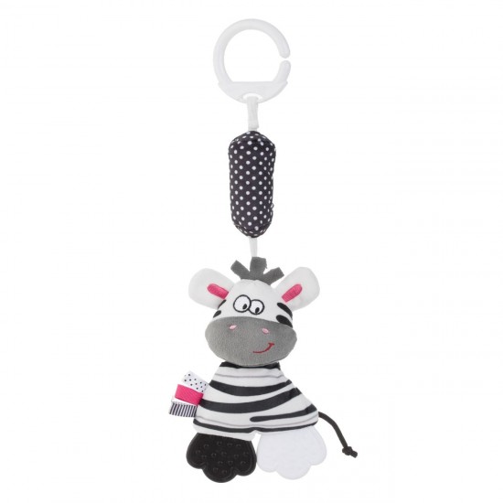 Jucarie pentru Carucior Zebra Alba Neagra cu Sunet 34cm