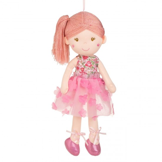 Papusa Textila cu Rochie Roz Tutu Balerina 55cm