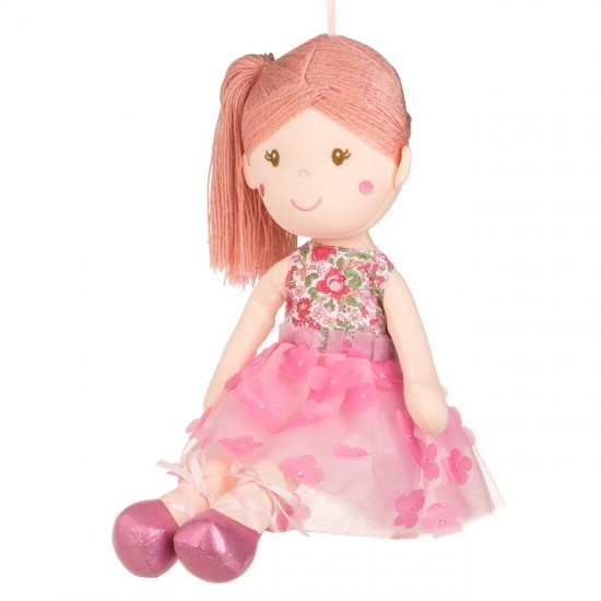 Papusa Textila cu Rochie Roz Tutu Balerina 55cm