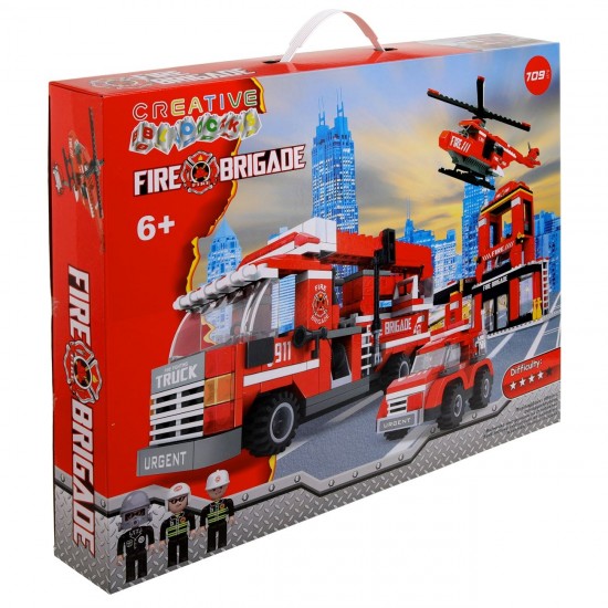 Cuburi de Constructie Statie de Pompieri (709 piese)