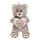 Ursulet de Plus Gri Bej cu Inima 28cm