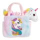 Unicorn de Plus Alb in Geanta cu Blana Artificiala Colorata Glitter 20cm
