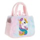 Unicorn de Plus Alb in Geanta cu Blana Artificiala Colorata Glitter 20cm