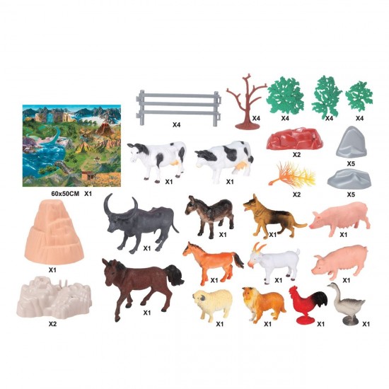 Set cu Animale de la Ferma din Plastic - 50 de piese