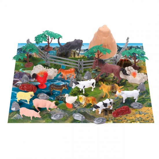 Set cu Animale de la Ferma din Plastic - 50 de piese